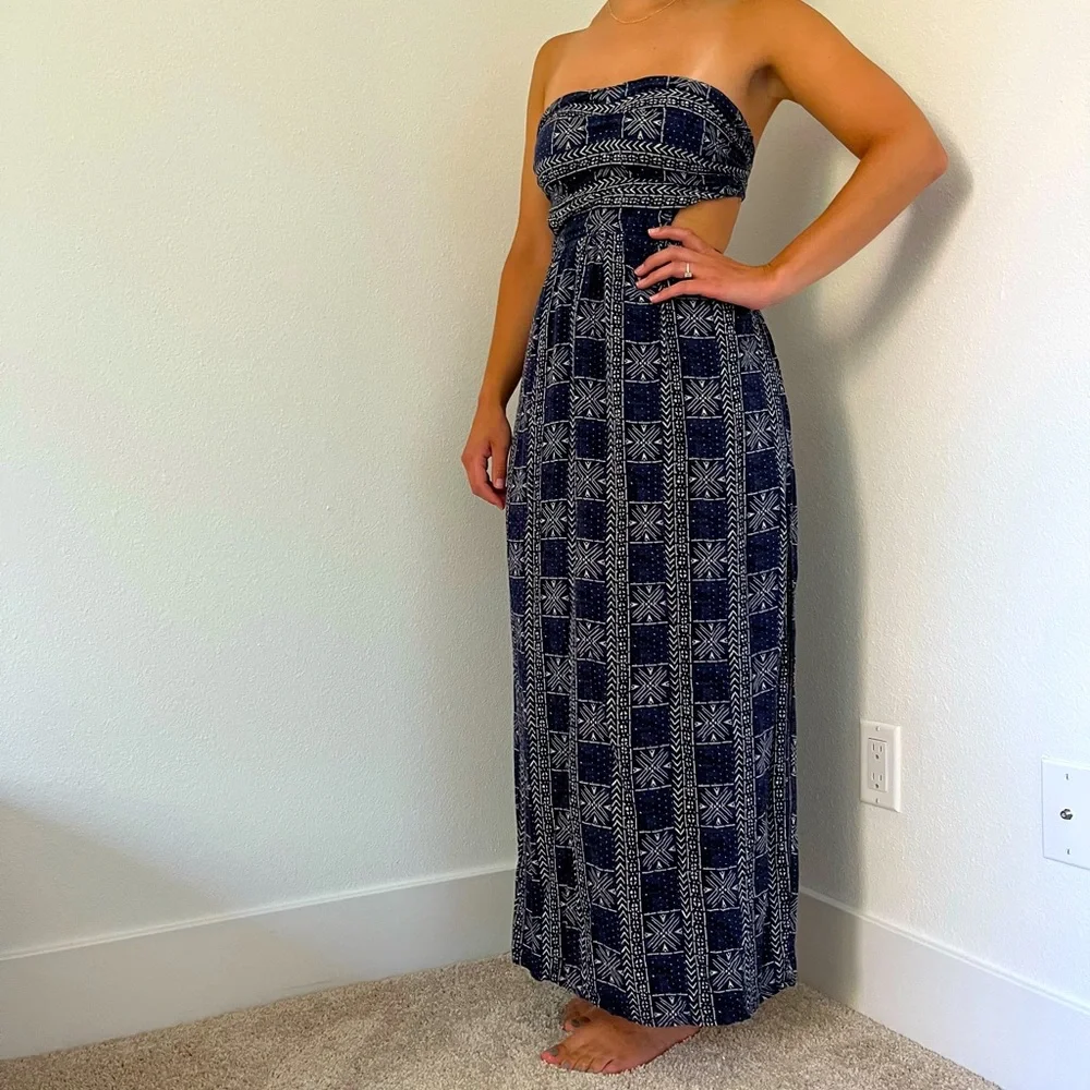 Free People Peyton Cut Out Maxi Dress in Navy Blue - Picture 5 of 8